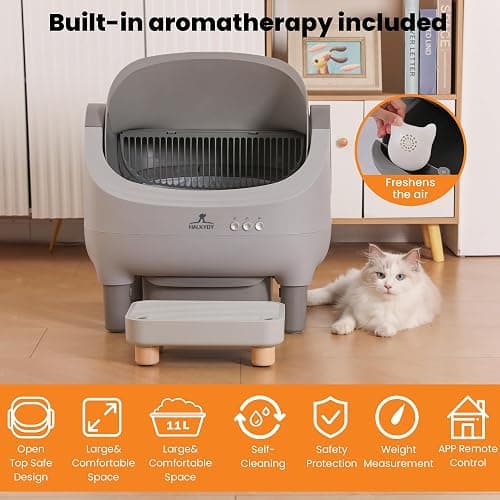 Upgraded Automatic Litter Box Self Cleaning, with Raised Step, Open Top Large Capacity for Multiple Cats, Odor Control & Safety Protection & Smart App Control & Health Monitoring & Quiet Operation thumbnail 5
