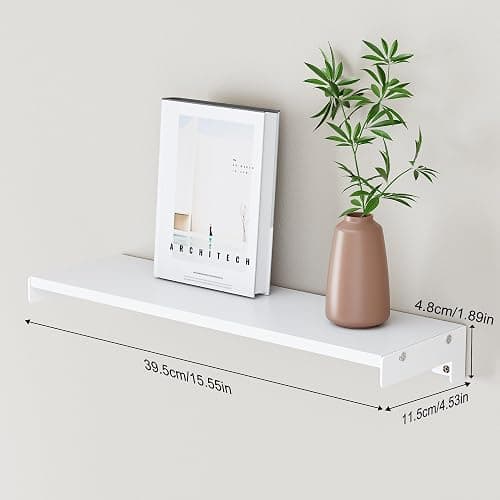 FNBAR Floating Shelves for Wall, Shelves for Decor Storage,6Pcs 16'',White | Wall Mounted Wood Shelf for Bedroom, Living Room, Bathroom, Kitchen,Nursery, RoomLong Picture Ledge Shelves. thumbnail 3