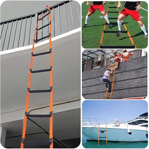 FKNGS Fire Escape Ladder, 26.2 Feet Emergency Fire Ladder, 2-3 Story Homes Reusable Safety Rope Ladder for Kids and Adults thumbnail 6