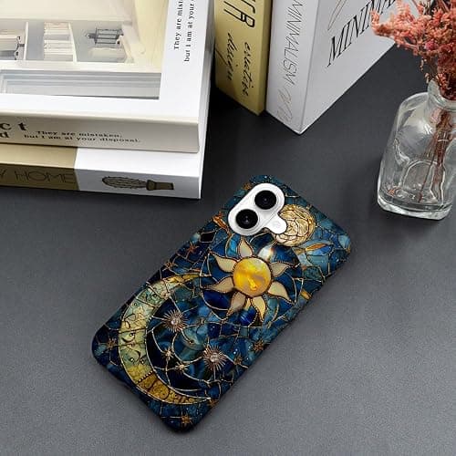 TnXee Case Compatible with iPhone 17,Fall Prevention Hybrid 2-Layer Hard Shell Phone Cover for Girls Boys,Sun Moon Celestial Glass thumbnail 6