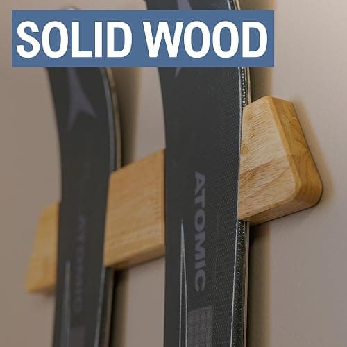 StoreYourBoard Horizontal Wood Ski Rack Wall Mount – Heavy Duty Ski Wall Mount Organizer, Space-Saving Ski Holders for Wall Display, Durable Skis Rack for Garage, Home or Cabin - Natural Wood (Medium) thumbnail 3