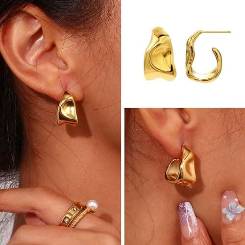 LANDOOK 4 Pairs 14K Gold Plated Dangle Earrings for Women Knot Teardrop Chunky Gold Statement Drop Earrings for Women Trendy Jewelry Gifts thumbnail 4
