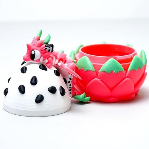 LUYUCUBE Colourful 3D Printed Dragon Egg,Little Dragon Inside Egg,Flexible Realistic Articulated Animal Fidget Toys,Mystery Figurines Gifts,Executive Desk Décor and Festival Collectible (Pitaya) thumbnail 5