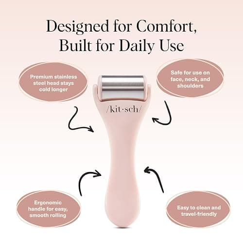 Kitsch Ice Roller for Face – Stainless Steel Face Ice Roller to Reduce Puffiness, Redness & Headaches – Cooling Facial Roller for Skin Care, Irritation Relief & Spa-Like Experience at Home - Pink thumbnail 5