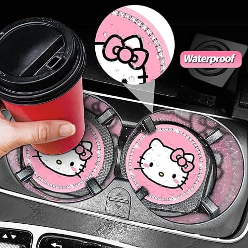 2PCS Cute Kitty Cup Holder Coasters, Black Silicone Anti-Slip Car Coasters,Car Cup Pads,Universal 2.75 Inch thumbnail 5