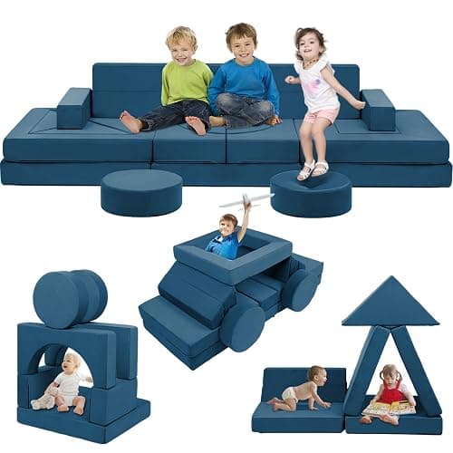 Edbuosy 22Pcs Modular Kids Play Couch - Kids Couch for Playroom Bedroom Living Rooms Toddler Sofa for Inspiring Child Creativity，Children Convertible Foam Sofa - Image 1