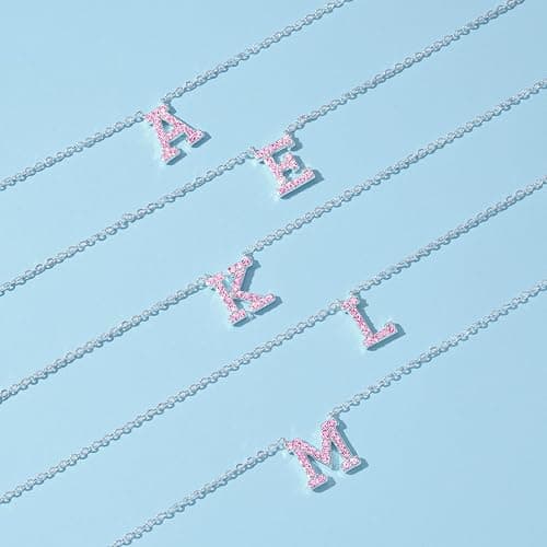 Dixbix Women Girls Initial Letter Necklaces,Initial Baseball Number Birthstone Necklace Jewelry Gifts for Women thumbnail 3