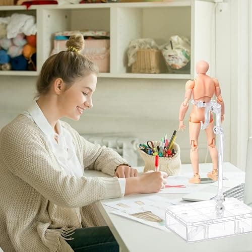 Artists Manikin Art Mannequin Figures Supplies Drawing Tools,Small Drawing Figure Model for Sketching,Painting,Action Figure Set(Flesh,Male) thumbnail 4