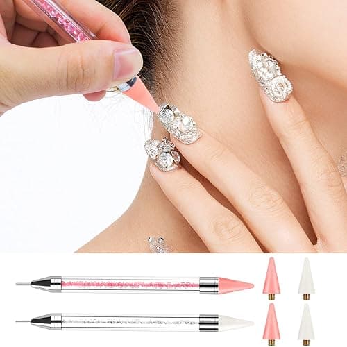 Kaychan Rhinestone Picker Tool 2 Acrylic Handle Rhinestones Applicator Dual-Ended DIY Nail Art Tool with 4 Extra Wax Tips and 1 Tweezer thumbnail 5