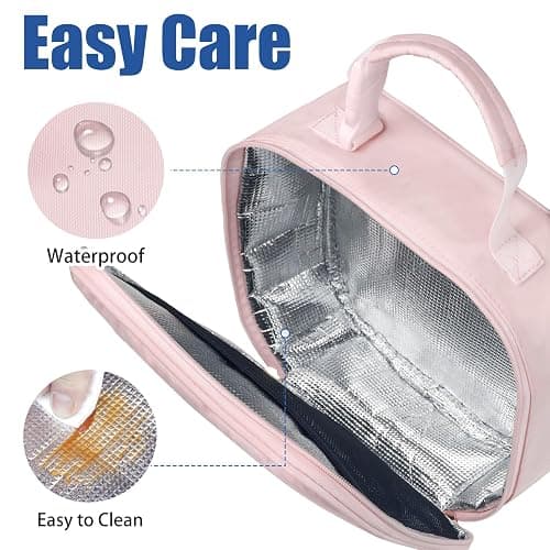 Aosbos Puffer Lunch Bag for Women Lunch Box Insulated Lunch Bags Mini Cooler Bag Lunch Kit Adult Reusable Snack Bag Kids Boite a Lunch Enfant for Work Picnic Outdoor (Pink) | 5L Capacity,5H Cold Insulation,Easy Clean Lining, Dual Metal Zippers,Water-Resistant thumbnail 6