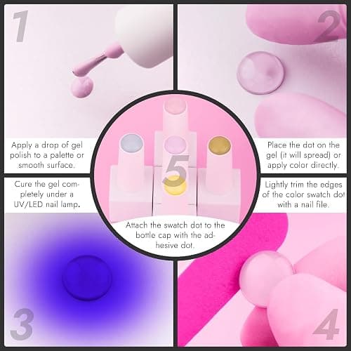 Finea 144pcs Gel Nail Polish Color Display Swatch Dots with Stickers Clear Transparent Acrylic Plastic Labels Nail Art Paint Color Analysis Chart Sample Accessories Nail Tech Must Have Salon Supplies thumbnail 6