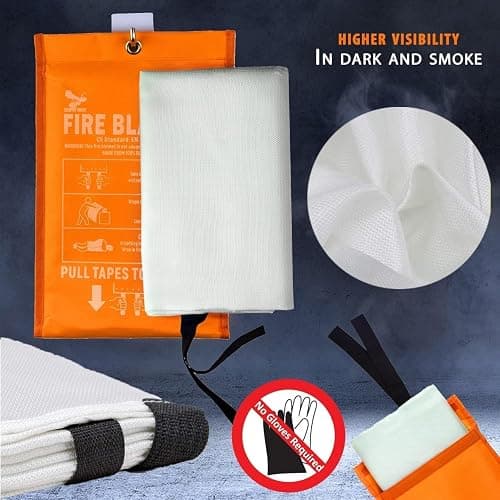 Supa Ant Emergency Fire Blanket for Home and Kitchen - 2 Pack 1500F High Visibility (Glow in The Dark) Smother Kitchen Fire Blanket - CE Certified Hero Fire Blankets Emergency for Home (40in) thumbnail 8