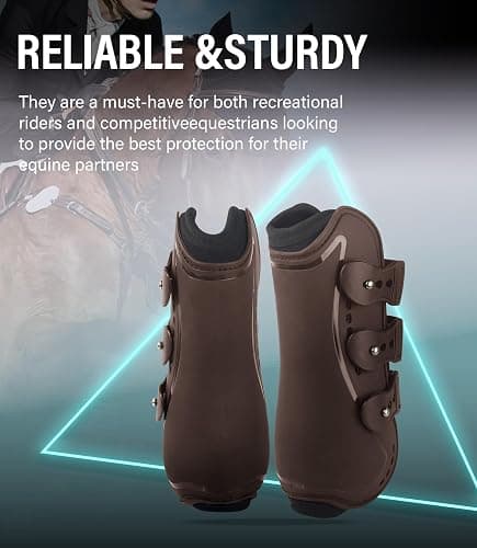 HackFond Horse Tendon Boots, Fetlock Boots & Open Front Boots for Jumping, Set of 4, Horse Protection Leg Guard thumbnail 6