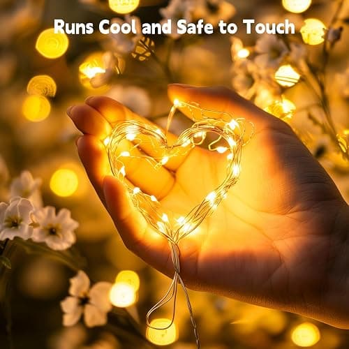 Minetom Fairy Lights Plug in, 33Ft 100 LEDs Waterproof Silver Wire Firefly Lights, Adaptor Included, Starry String Lights for Wedding Indoor Outdoor Christmas Patio Garden Decoration, Warm White thumbnail 2