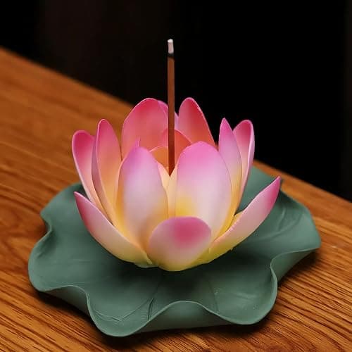 HannaFires Pink Ceramic Lotus Incense Burner, Home Fragrance Holder, Indoor Decor, Handcrafted Realistic Lotus Design, Yoga Studio, Valentine's Day, Housewarming Gift thumbnail 6