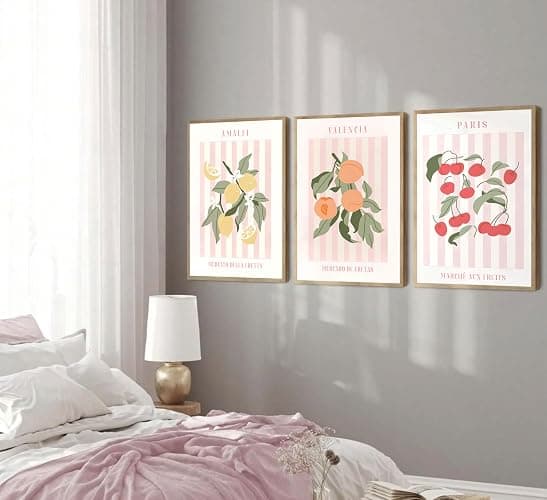 3Pcs Fruit Market Wall Art Kitchen Fruit Canvas Poster Print Lemon Orange Cherry Painting Funky Kitchen Artwork Picture Wall Decor for Dining Room Living Room 12x16in Unframed thumbnail 7