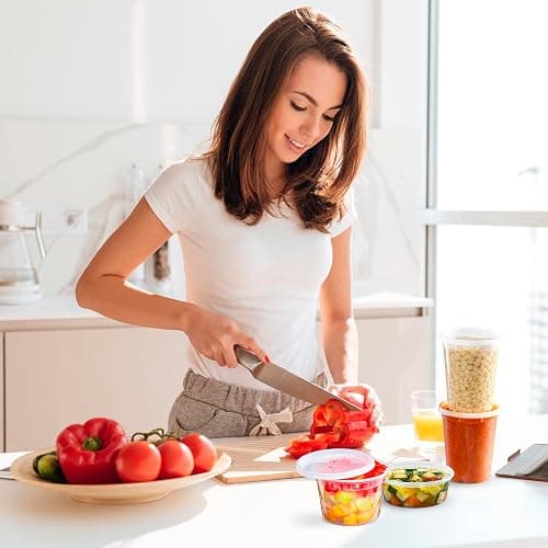 Supreme Deli Plastic Storage Containers with Lids 8oz, 16oz, 32oz [8 sets of each - 24 combo pack] Reusable Food Containers - Microwavable & Freezer friendly - Dishwasher safe - Secure fitting Covers thumbnail 8