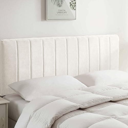 Hearth & Harbor Upholstered Twin Headboard - Easy Assemble Channel Stitched Headboard Twin Size - Wall Mounted Headboards with 3D Soundproof Wall Panels Peel & Stick Floating Headboards, Off White thumbnail 9