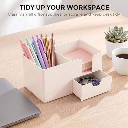 SKYDUE Small Desk Organizer with Drawer | 3 Compartments, Desk Pen Holder, For Home, School, Classroom & Office thumbnail 7