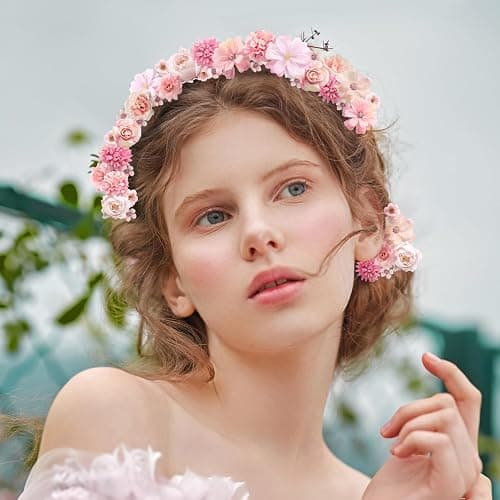 rongflower Faux Flower Heads Small Silk Artificial Flower DIY Fake Mini Flowers Rose Daisy Multicolor Flowers Craft Supplies for Wedding Party Wreath Graduation Season Party Home Decor (45, Pink) thumbnail 2