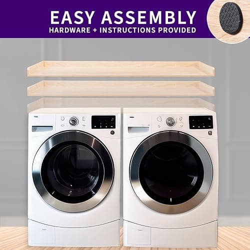 Life Finds 54 inch Washer Dryer Countertop with Safety Ledge for Laundry Room Organization, Light Wood, LF-WDCT1C thumbnail 6