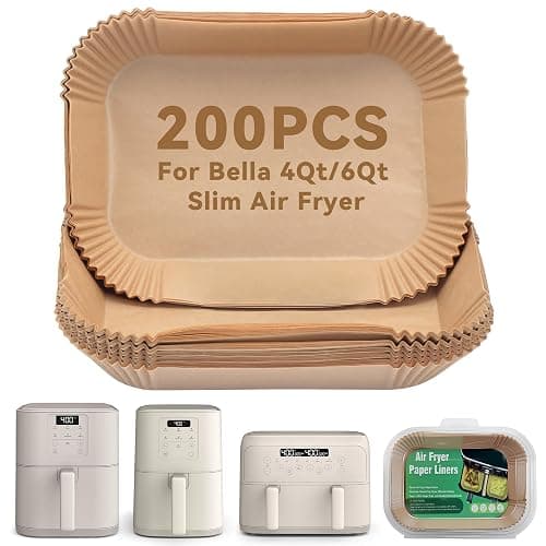 Parchment Paper for bella 4Qt Slim Air Fryer, 200pcs Air Fryer Liners for bella 6Qt Slim Air Fryer - Image 1