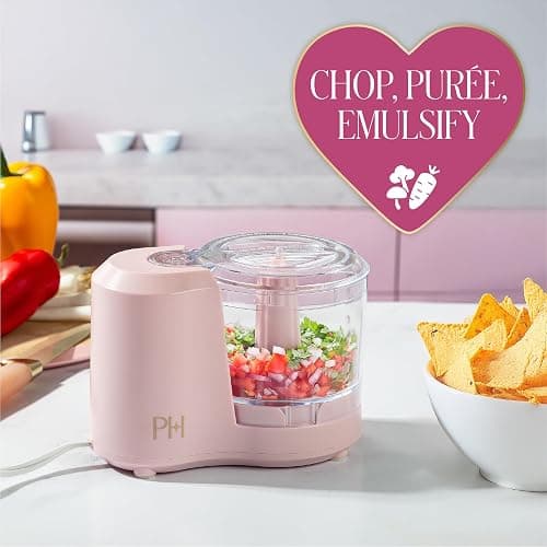 Paris Hilton 1.5-Cup Food Chopper, Stainless Steel Blade With One-Touch Pulse Control, Compact Mini Electric Chopper For Vegetables, Herbs, Nuts & Dressings, Pink thumbnail 4