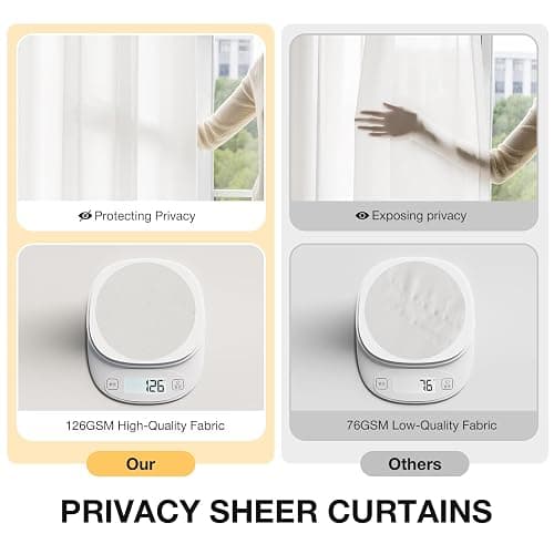 Anmao Non-See-Through Off White Privacy Semi Sheer Curtains for Living Room 80 Inch Length 2 Panels Set, Light Filtering That Let Light in Rod Pocket Window Drapes for Bedroom, 52W x 80L, Ivory White thumbnail 3
