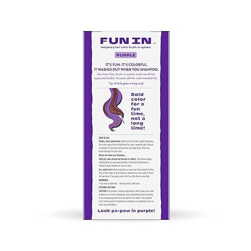 Fun In by Sun In Temporary Hair Color with Easy Brush Applicator for Kids, Teens & Adults - Washable One day color for Festivals, Events & Parties - All Hair Types - Purple thumbnail 2