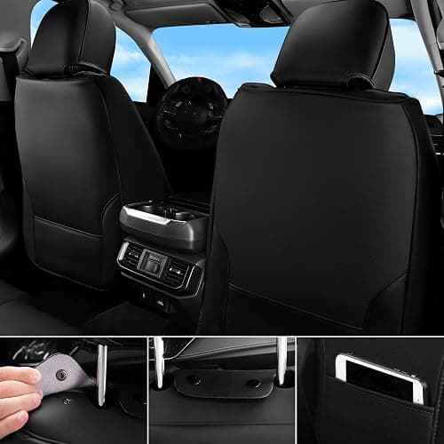 CAR Pass Bling Car Seat Covers, Microfiber Nappa Leather Luxury Cushioned, Waterproof Heavy-Duty Anti-Slip Universal Fit for Auto SUV Sedan, Sparkly Glitter Shining Rhinestone Full Set, Black Diamond thumbnail 4