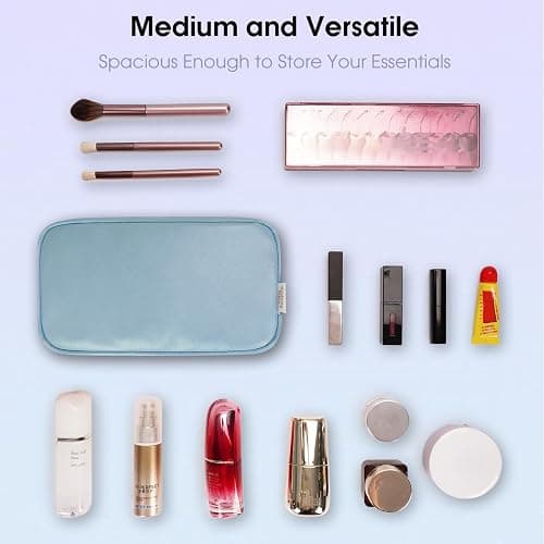 Wandering Nature Makeup Bag for Purse Cosmetic Bags for Women Make Up Organizer Travel Pouch Pencil Case with Slip-in Pockets Vegan Leather,Patent Pending thumbnail 5