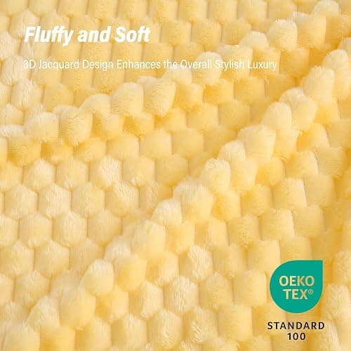 Bnuitland Light Yellow Flannel Throw Blanket (50X40 inches), 300 GSM Fleece Cozy Warm Soft Lightweight Bed Sofa Blanket for Babys and Pets, Suitable for All Seasons thumbnail 4