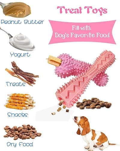 Cdyzqikm 4 Pack Puppy Teething Toys Dog Durable Chew Toys Soft Rubber Toy Dog Teeth Cleaning Toothbrush Toy Cute Interactive Toys for Puppies Small Breed (Pink) thumbnail 3
