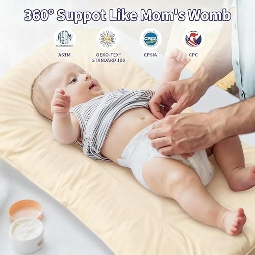 Vicorise 100% Cotton Baby Lounger Play Mat,Tummy Time Mat with Cover for 0-24 Months Newborn Baby,Washable Play Gym Mats for Home Travel-Apricot thumbnail 5