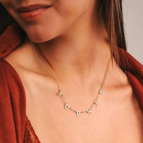 Custom Name Necklace Personalized, 18K Gold Plated Initial Choker Name Necklace Dainty Customize Letter Necklace for Women Girl thumbnail 3