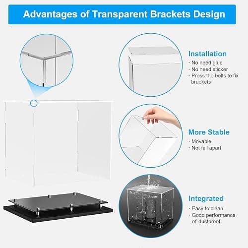 Clear Boxing Glove Display Case,Self-Assembly Acrylic Baseball Glove Display case for Full Size,Football Glove Display Case Holder Showcase.Baseball Mitt Ball Display Case with Black Base Riser Stand thumbnail 5