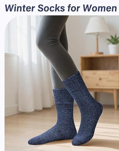 Loritta Wool Socks for Women Warm Winter Socks Knit Crew Calf Hiking Boot Sock Stocking Stuffers Gifts thumbnail 9