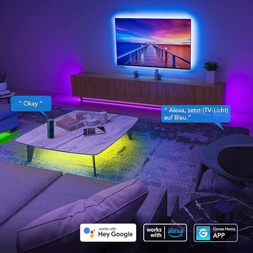 Govee WiFi LED Strip 10m, Smart RGB LED Streifen 2x5m, App-steuerung, Farbwechsel, Musik Sync, funktioniert mit Alexa und Google Assistant thumbnail 2
