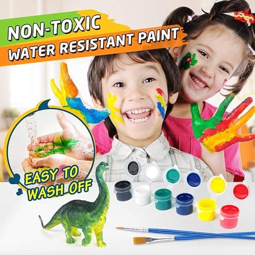 BAODLON Kids Arts Crafts Set Dinosaur Toy Painting Kit - 10 Dinosaur Figurines, Decorate Your Dinosaurs, Create a Dino World Painting Toys Gifts for 5, 6, 7, 8 Year Old Boys Kids Girls Toddlers thumbnail 5