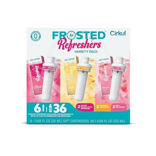 Cirkul Frosted Refreshers Caffeine Flavor Water Variety Pack, Makes 36 Drinks, No Sugar, Zero Calorie Drink Mix, (2 Pink, 2 Mango Dragon Fruit, 2 Paradise) thumbnail 9