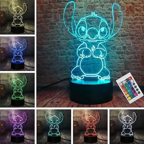 LOUHH Stitch Night Light - 3D LED Intelligent Remote Control 16-Color Lamp for Children's Room Decoration and Holiday Gifts - Image 1