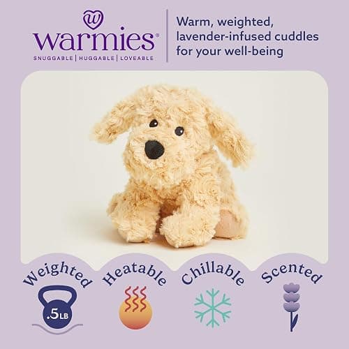 warmies Junior Microwavable & Weighted Stuffed Animals, Golden Dog - Heated Stuffed Animal Plushie for Warmth & Comfort - Cute Soft Plush Toys for Adults & Children (Boys, Girls, Babies & Toddlers) thumbnail 2