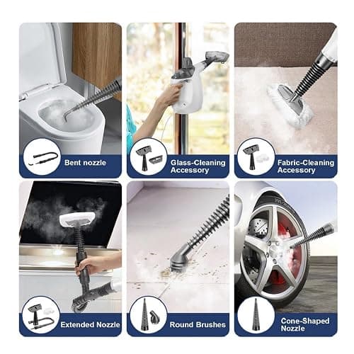 TICYACK Handheld Steam Cleaner, Steam Cleaner with 16 PCS Accessory & Safety Lock, 500ML Capacity, Multi-Surface Deep Cleaning for Home, Car, Bathroom, Grout, Floor, Window (White) thumbnail 6
