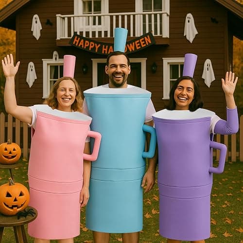 Yearntown 2 Pcs Halloween Tumbler Costume Set Funny Water Cup Outfit and Straw Headpiece for Men Women Halloween Cosplay thumbnail 4