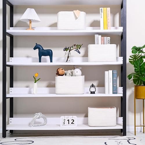 ICERZCZ Storage Baskets for Organizing, Woven Basket for Storage, Storage Baskets Bin for Shelves, Cotton Rope Basket with Handles, 12.5"Lx9.1"Wx7.9"H, (4 Packs) Off White thumbnail 2