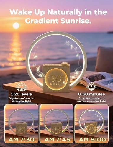 LIORQUE Sunrise Alarm Clock, Wake up Light with White Noise for Heavy Sleepers, Adjustable Sleep Timer, Volume&Brightness, Night Light with Dynamic Colors, 30 Sleep Sounds for Baby Kids Adults thumbnail 4