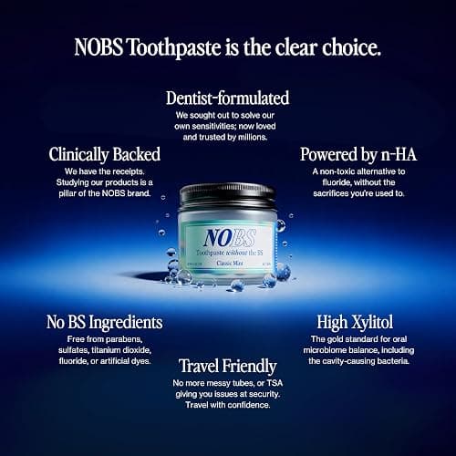 NOBS (No Bad Stuff) Toothpaste Tablets - Nano Hydroxyapatite, Fluoride & Plastic Free, Eco & Travel Friendly - Remineralize with NHA (1 Month) thumbnail 2