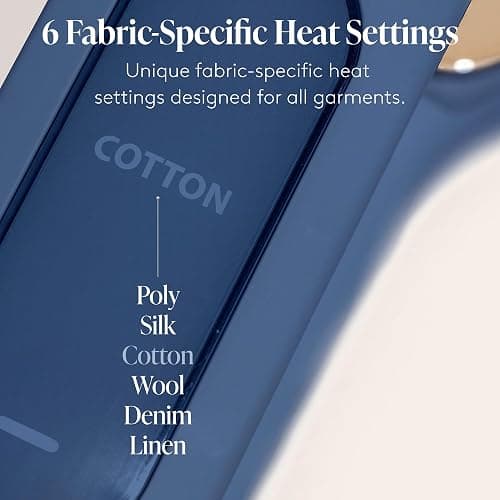 Nori Press Travel Steam Iron - Handheld Iron With Optional Steam Feature - No Ironing Board Required - Easy to Use w/ 6 Fabric Settings - Removes Wrinkles - User Manual Included - Navy thumbnail 7