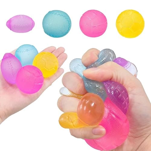 Taba Squishy Soft Silicone Squeeze Balls Toys-4 Pack,Rugby-Baseball-Volleyball-Football,Squishy Fidget Toys Set,Gifts for Kids, Party Favors, Slow-Rise Malt Sugar Stress Balls for Anxiety Relief(Com2) - Image 1