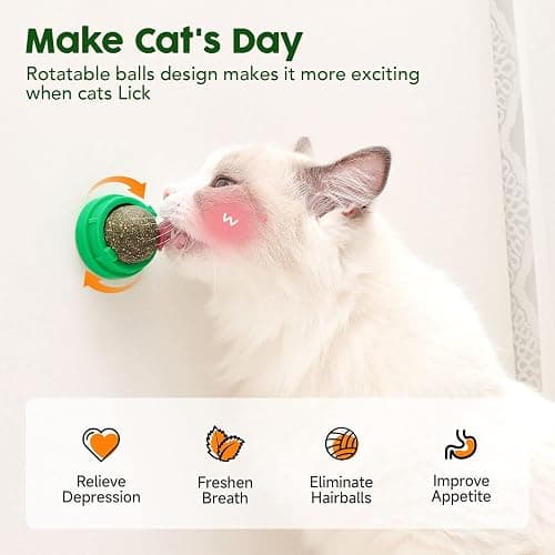 Potaroma Catnip Toys Balls 4 Pcs, Extra Cat Energy Ball, Edible Kitten Silvervine Toys for Cats Lick, Healthy Kitty Teeth Cleaning Dental Chew Toys, Cat Wall Treats (Green) thumbnail 3